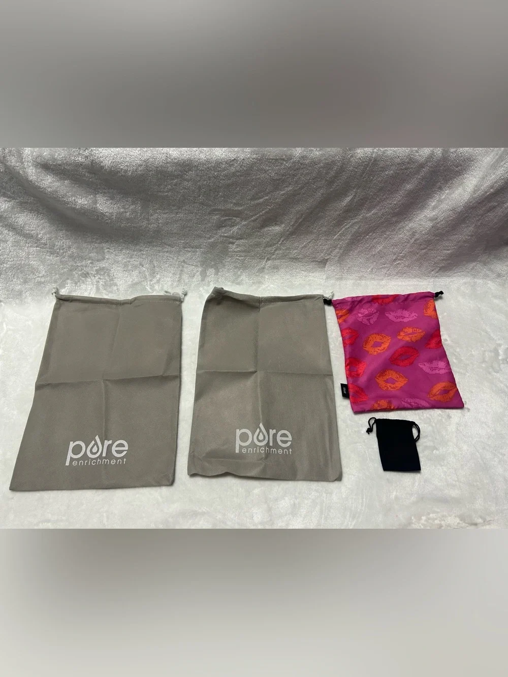 1 black small velvet drawstring gift pouch storage 3 gray pink dust bags